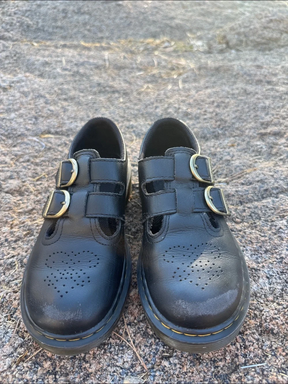 Dr. Martens Kids Black Double-Buckle School Shoes